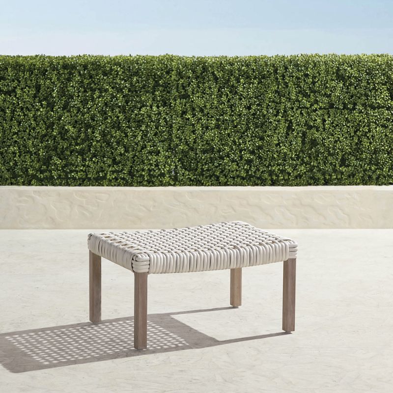 FRONTGATE ISOLA OTTOMAN IN WEATHERED TEAK & WASHED WHITE WICKER