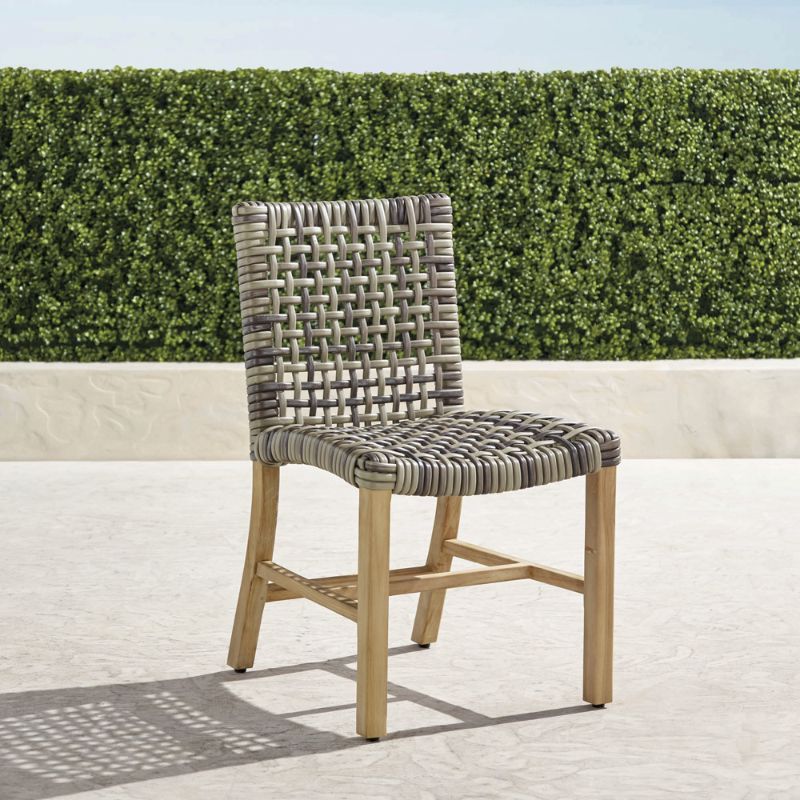 FRONTGATE SET OF 2 ISOLA SIDE CHAIR IN NATURAL TEAK & DRIFTWOOD WICKER