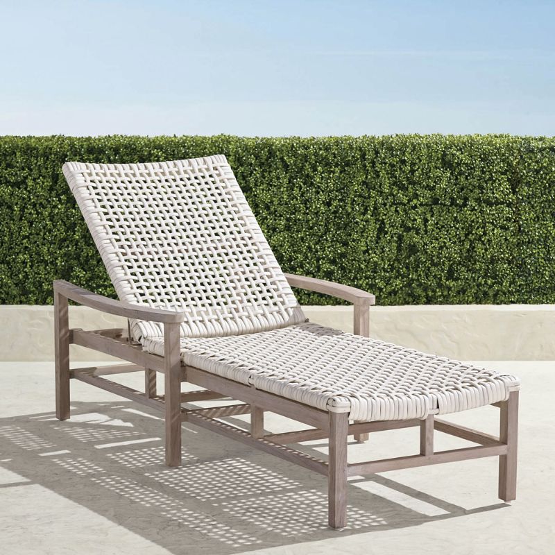 FRONTGATE ISOLA CHAISE LOUNGE IN WEATHERED TEAK & WASHED WHITE WICKER