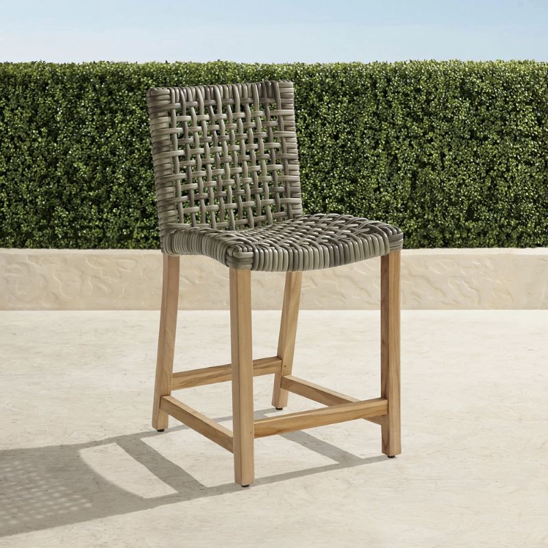 FRONTGATE ISOLA COUNTER STOOL IN NATURAL TEAK & DRIFTWOOD WICKER