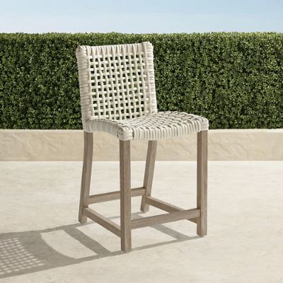 Isola Teak Counter Stool in Weathered Teak & Washed White Wicker