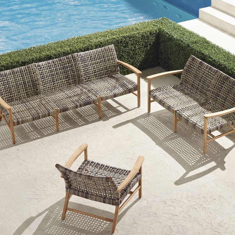 FRONTGATE ISOLA 3-PC. SOFA SET IN NATURAL TEAK & DRIFTWOOD WICKER