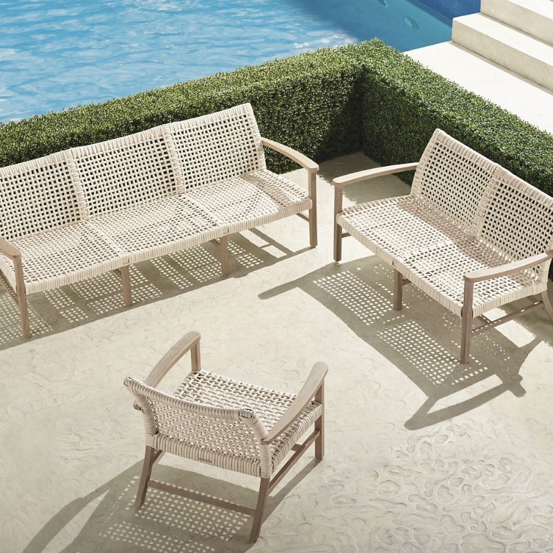FRONTGATE ISOLA 3-PC. SOFA SET IN WEATHERED TEAK & WASHED WHITE WICKER