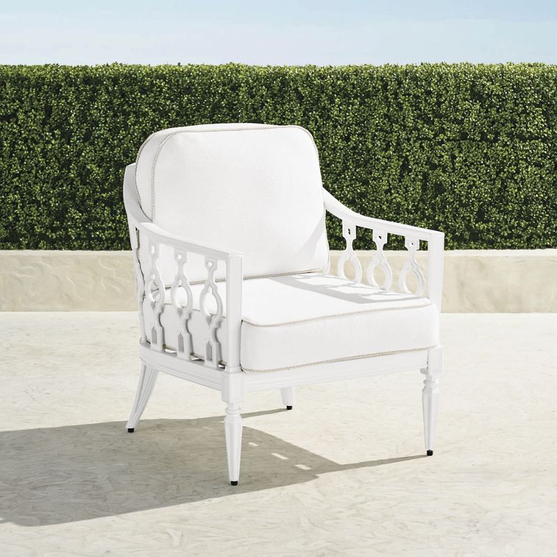 FRONTGATE AVERY LOUNGE CHAIR WITH CUSHIONS IN WHITE ALUMINUM