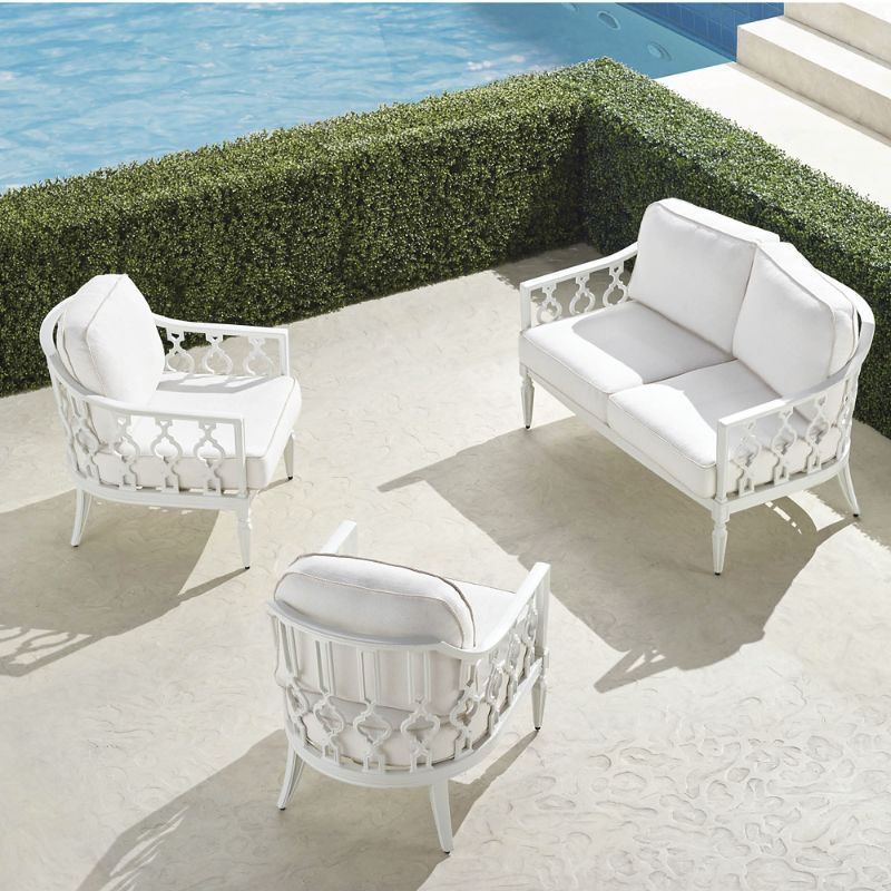 FRONTGATE AVERY 3-PC. LOVESEAT SET IN WHITE ALUMINUM