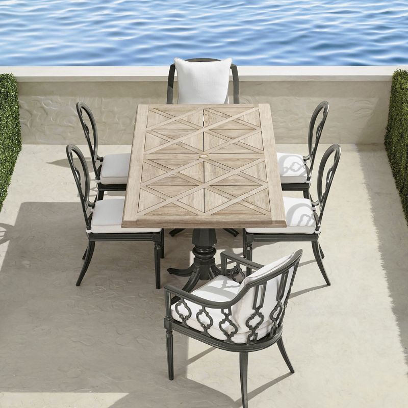 Avery 7pc Rectangular Dining Set in Slate Aluminum  Quick Dry Terracotta  Frontgate