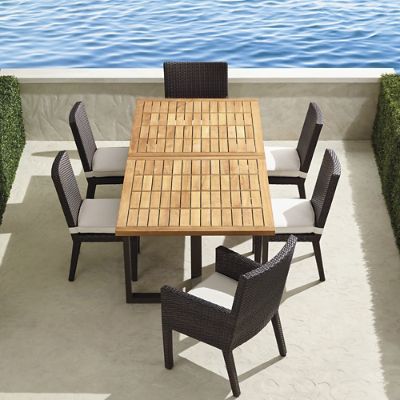 Pierce 7-pc. Expandable Teak Dining Set in Bronze Finish