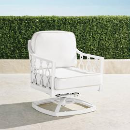 Avery Swivel Lounge Chair with Cushions in White