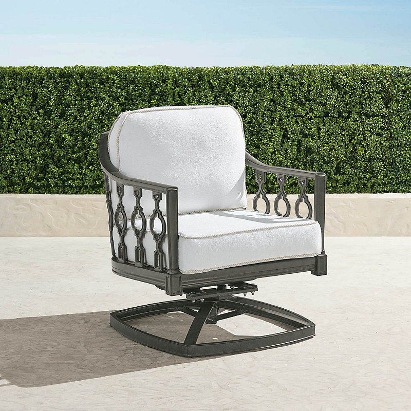 Avery Swivel Lounge Chair with Cushions in Slate Finish