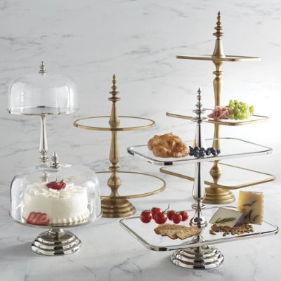 Amelie Single-tier Cake Server with Cloche - Gold - Frontgate
