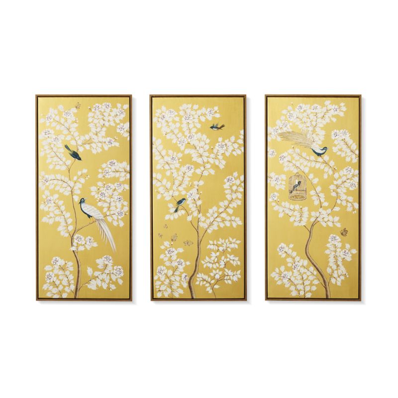 Frontgate Annette Handpainted Triptych In Golden Rod