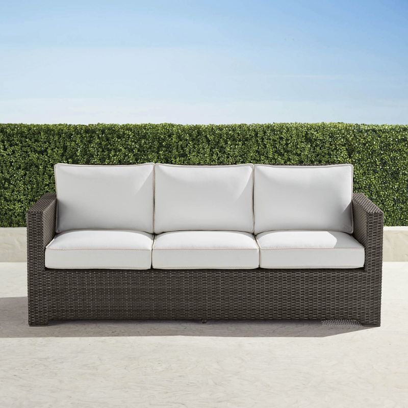 FRONTGATE SMALL PALERMO SOFA WITH CUSHIONS IN BRONZE WICKER