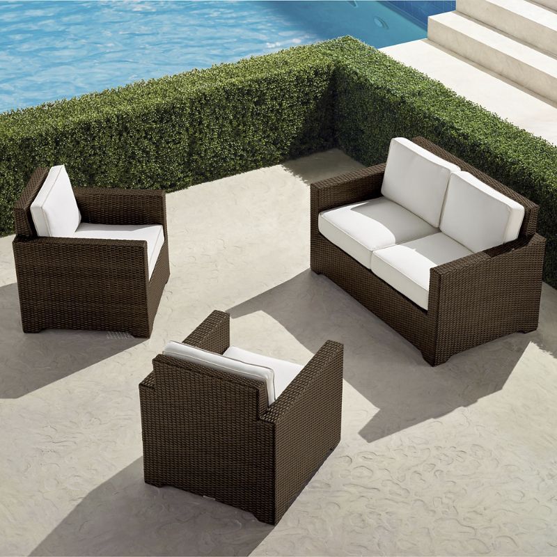 FRONTGATE SMALL PALERMO 3-PC. LOVESEAT SET IN BRONZE WICKER