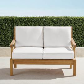 Small Cassara Loveseat with Cushions in Natural Finish