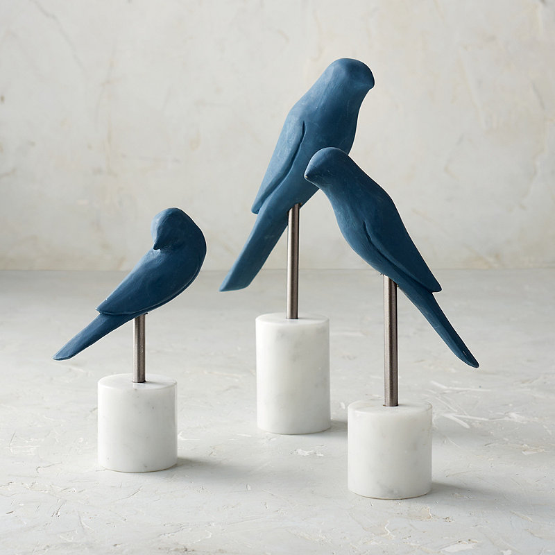 Perched Bird Statues, Set of Three