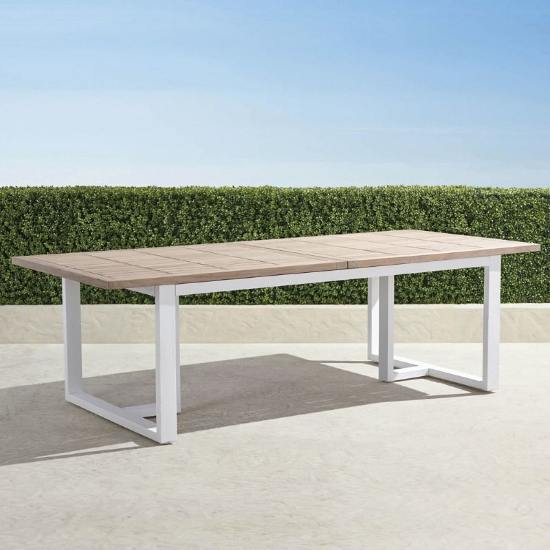 FRONTGATE PIERCE EXTENDABLE TEAK DINING TABLE IN WEATHERED
