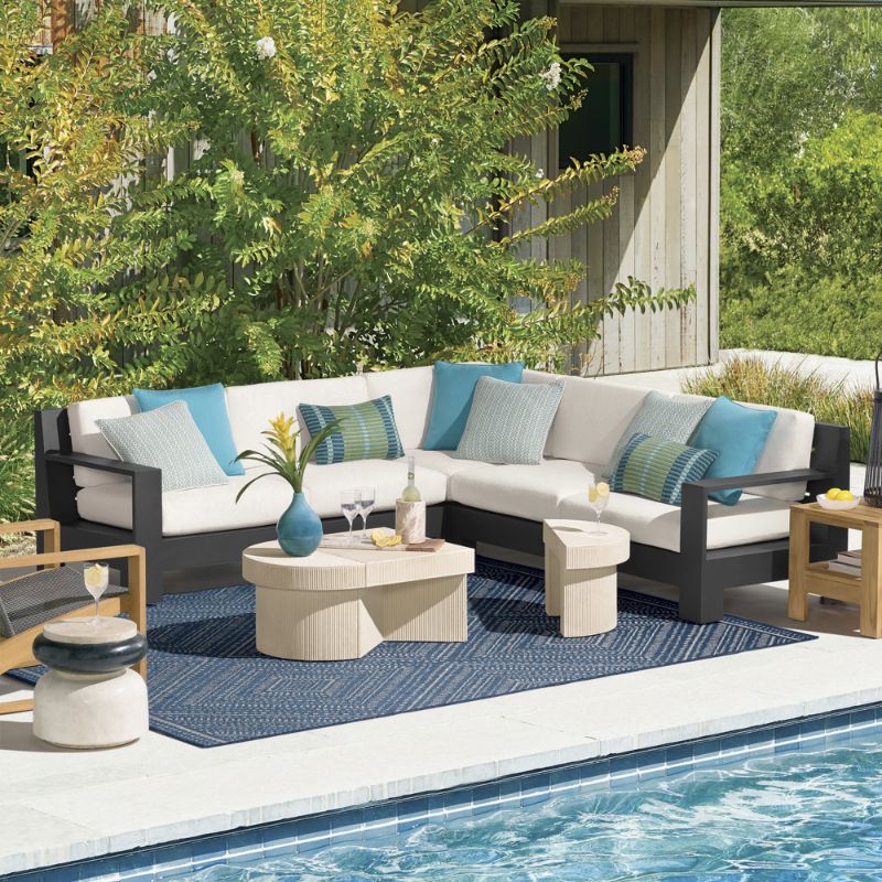 Frontgate St. Kitts Modular Seating Collection With Cushions In Matte Black Aluminum