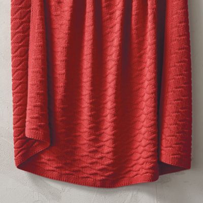 True Red Diamond Cotton Knit Throw - Frontgate