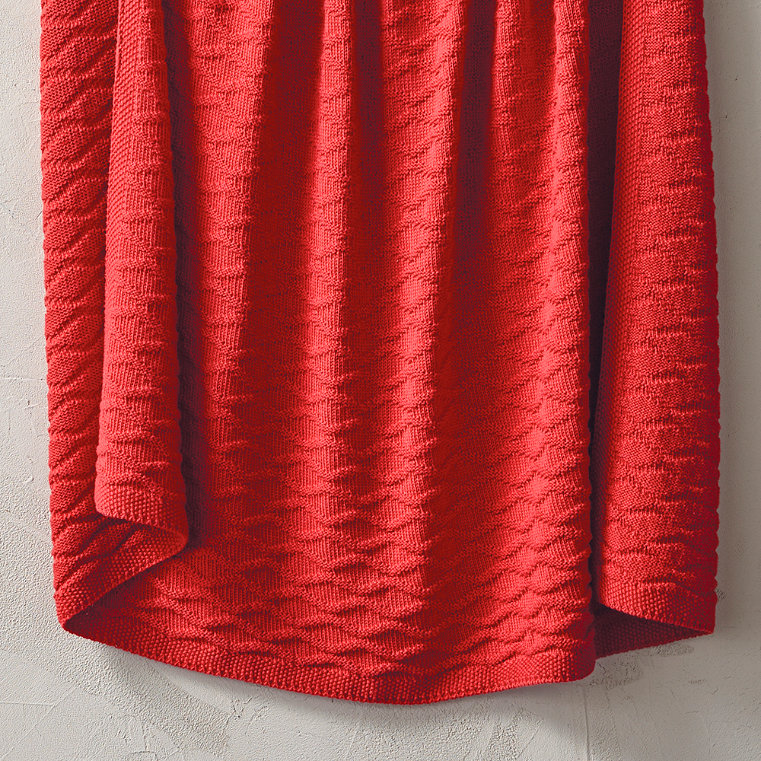 True Red Diamond Cotton Knit Throw - Frontgate
