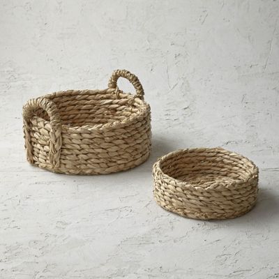 Rush Round Bread Basket - With Handles - Frontgate