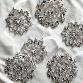 Crystal Snowflake Accent Ornaments, Set of Six