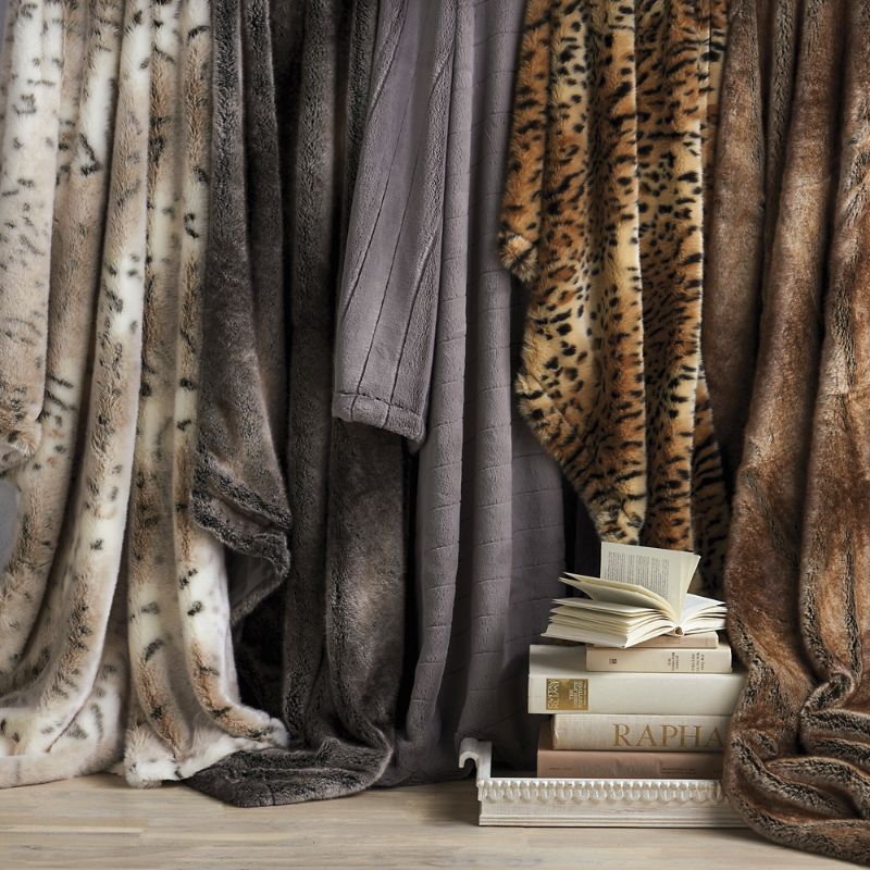 Frontgate Luxury Faux Fur Throw In Chinchilla