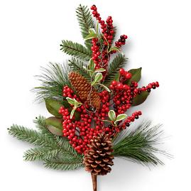 Berry and Pine Cone Stems, Set of Six
