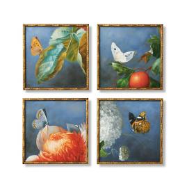 Olana Handpainted Butterfly Wall Art, Set of Four