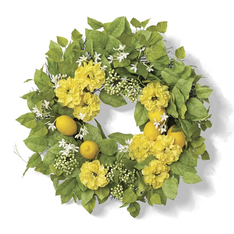 Granada Lemon Zinnia Wreath - Frontgate