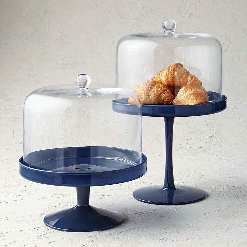Colette Glass Cake Stand - Blue, 11-3/4