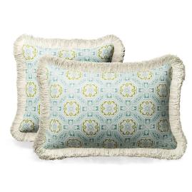 Laraville Tile Fringed Indoor/Outdoor Pillow