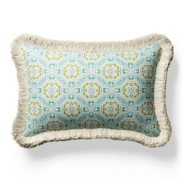 Laraville Tile Fringed Lumbar Indoor/Outdoor Pillow