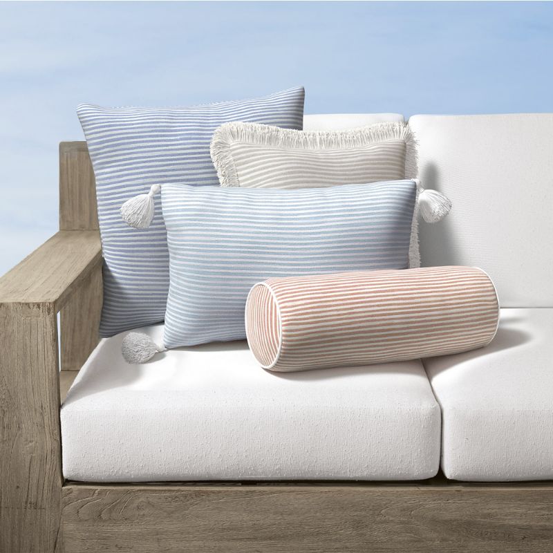 Frontgate Preston Stripe Indoor/outdoor Pillow In Blue