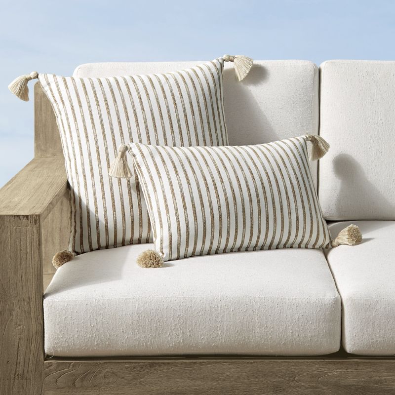 Frontgate Parker Stripe Indoor/outdoor Pillow In Sand Square