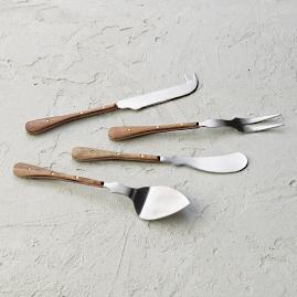 Lorena Wood Handle 4-piece Cheese Knife Set