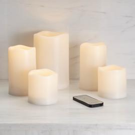 Set of Five Soft Glow Outdoor Flicker Candles
