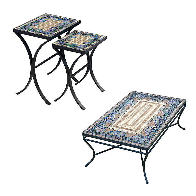 KNF Caribbean Sea Mosaics Rectangular Coffee and Side Tables