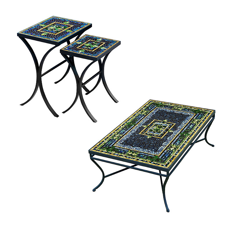 KNF Lake Como Mosaics Rectangular Coffee and Side Tables