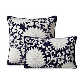 Indigo Mum Decorative Pillow Covers