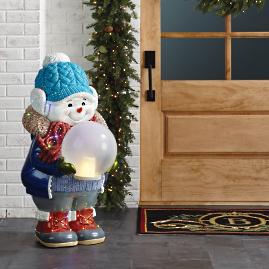 LED Snowman with Crackle Glass Ball