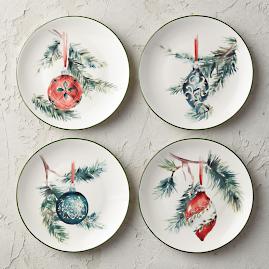 Holiday Ornament Side Plates, Set of Four