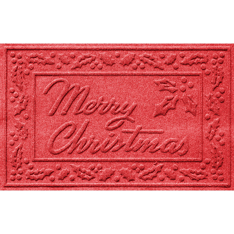 Frontgate Water And Dirt Shield  Merry Christmas Door Mat In Red