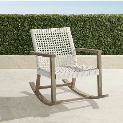 Isola Teak Rocking Chair in Weathered Teak & Washed White Wicker