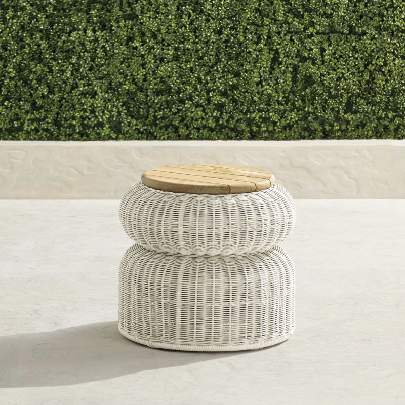 Frontgate Alma Wicker Storage Side Table