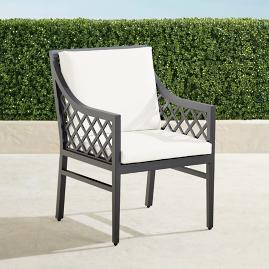 Bowery Dining Armchair in Aluminum with Cushions