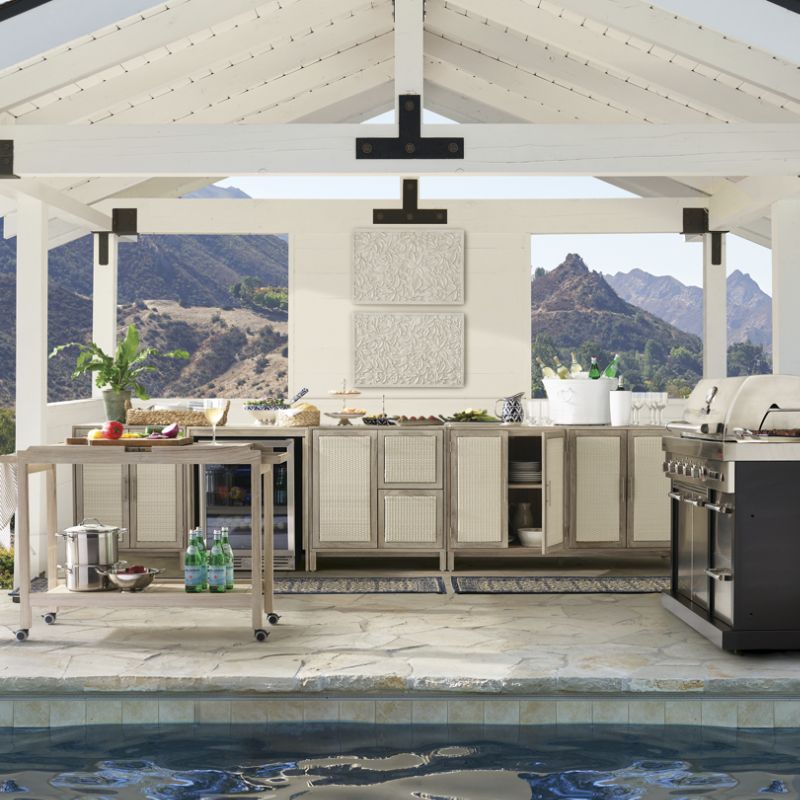 Frontgate Isola Outdoor Kitchen In Weathered Teak