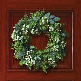 Outdoor Mixed Greenery Queen Anne's Lace Wreath