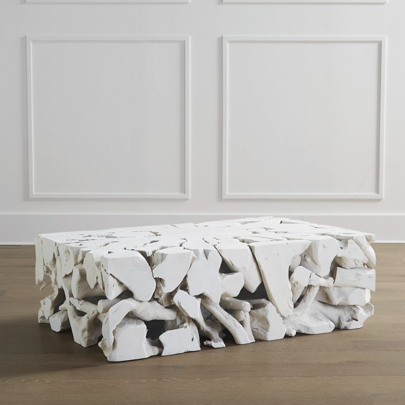 Frontgate Root Rectangular Coffee Table In White