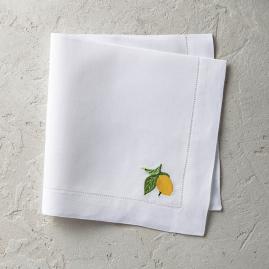 Lemon Embroidered Napkins, Set of Six