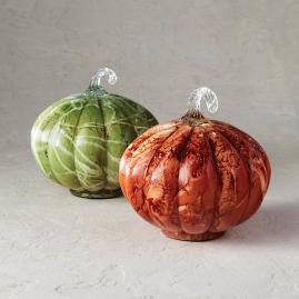 Marble Finish Glass Pumpkin Collection